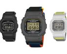 Illustration - les Casio G-Shock DW-5600MNC-1, DW-5600MNC-BA2 et DW-5600MNC-7A8 sur fond blanc.