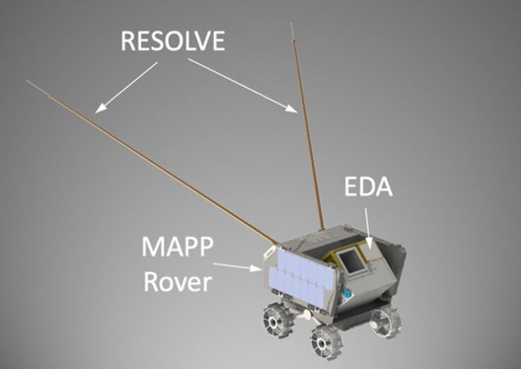 Une image montrant le rover MAPP avec ses nombreux instruments. (Source de l'image : LASP/CU Boulder/Lunar Outpost)