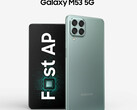 Le Galaxy M53 5G pourra être commandé dans un choix de trois couleurs, à terme. (Image source : Samsung)
