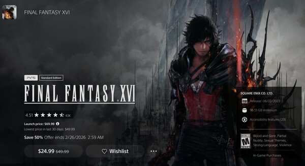 Final Fantasy 16 sur le PlayStation Store