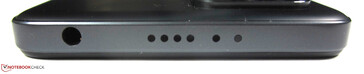 Sur le dessus : IR blaster, microphone, prise audio 3,5 mm
