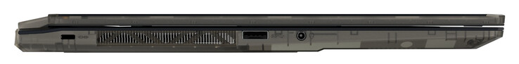 Côté gauche : espace pour un verrou de câble, USB 3.2 Gen 1 (USB-A), port combo audio