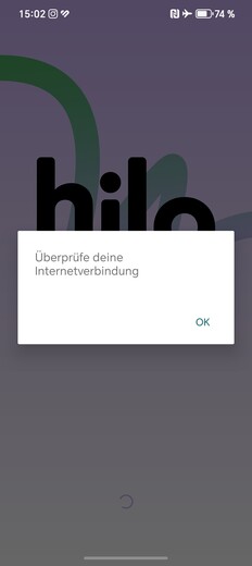 L'application ne démarrera pas sans connexion internet.