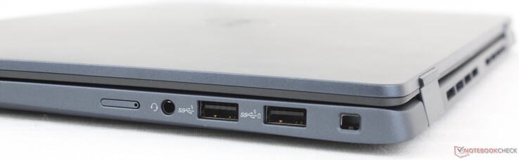 A droite : plateau uSIM, casque 3,5 mm, 2x USB-A 3.2 Gen. 1, Wedge lock
