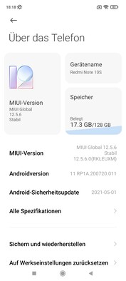 Logiciel du Xiaomi Redmi Note 10S