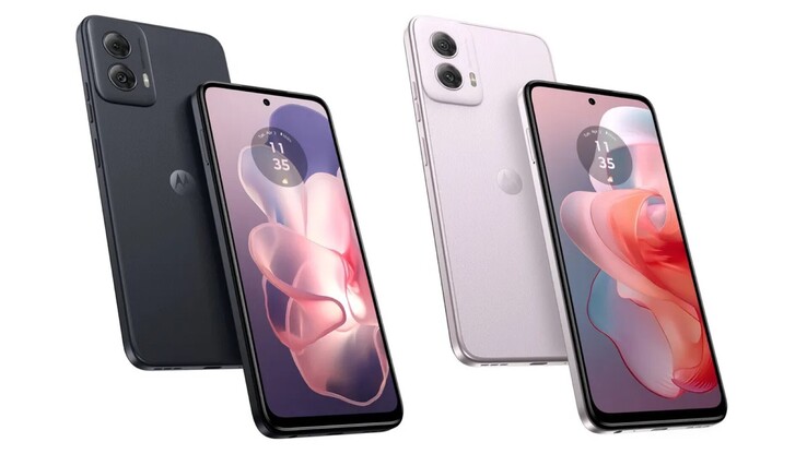 Le Moto G Power 5G 2024 dans ses couleurs Midnight Blue et Pale Lilac. (Source de l'image : Motorola)