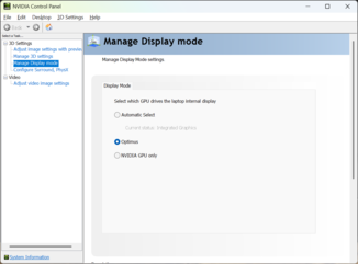 Les paramètres du GPU du panneau de configuration Nvidia basculeront automatiquement entre les taux de rafraîchissement standard et élevé