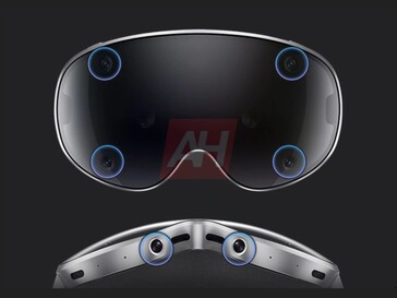 Rendu montrant les caméras de suivi des mains sur le casque Galaxy XR. (Source de l'image : Android Headlines)