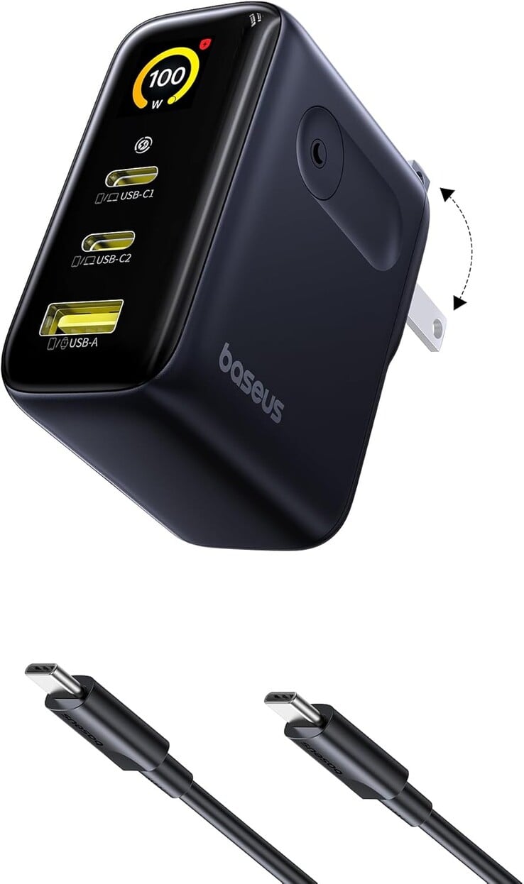 Le chargeur rapide à affichage numérique PicoGo AE21 2C+U 100W. (Source de l'image : Baseus)