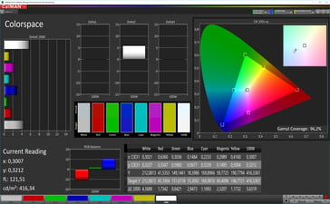 Galaxy Tab A 10.1 - CalMAN : espace colorimétrique - Espace colorimétrique cible : AdobeRVB.