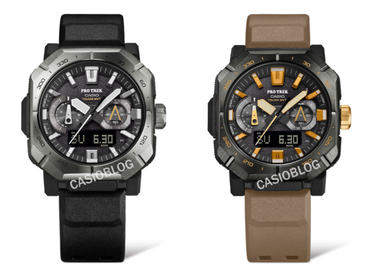 Les montres Casio PRWB1000-1 (à gauche) et PRWB1000-5 (à droite). (Source de l'image : Casioblog, édité)