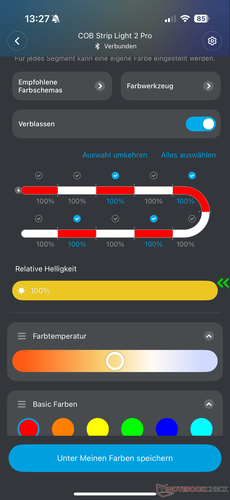 Palette de 10 couleurs avec des transitions fluides, sur demande