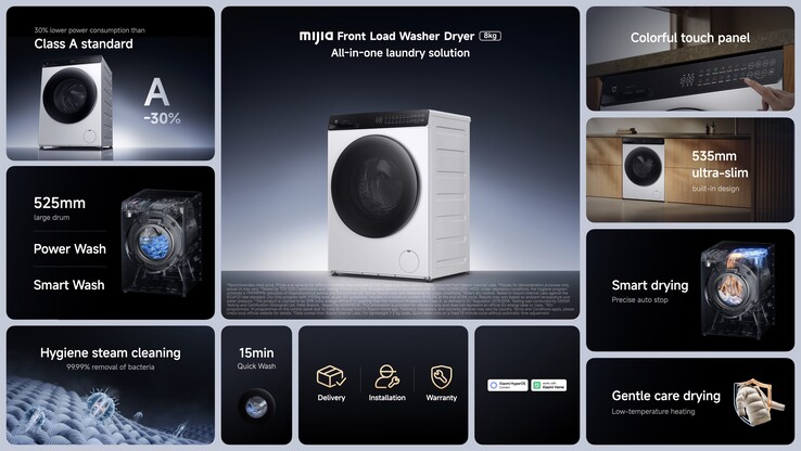La machine combinée de 8 kg est entièrement intégrée à l'application Xiaomi Home pour la surveillance à distance, les programmes personnalisés