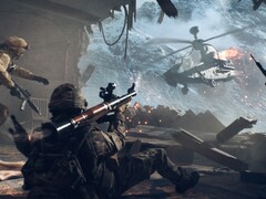 Un soldat de Battlefield 6 vise un hélicoptère d'attaque avec un RPG. (Source de l'image : EA)