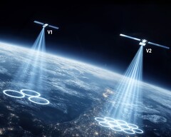 Illustration des faisceaux des satellites de téléphonie mobile.