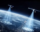 Illustration des faisceaux des satellites de téléphonie mobile.