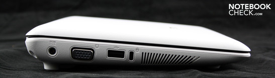 Left side: VGA, USB, Kensington lock slot