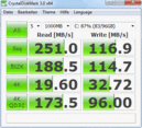 Crystal Disk Mark 3.0: 251 MB/s read