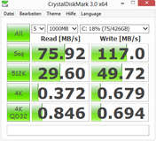 CrystalDiskMark 76 MB/s en lecture séquentielle