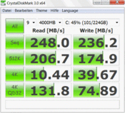 Crystal Disk Mark 248MB/s Sequential Read