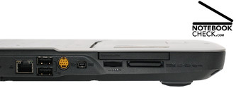 ...S-video, Firewire, volume control, ExpressCard, card reader.