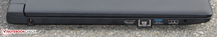 Left side: Power, HDMI, Ethernet, USB 3.0, USB 2.0, combined stereo jack