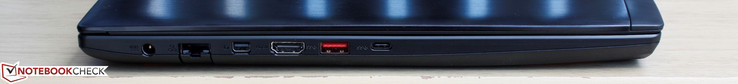 A gauche : entrée secteur, Ethernet Gigabit, mini DisplayPort, HDMI, USB 3.1 Type-C gen. 2