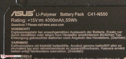 La capacité de la batterie est 59 Wh.