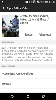 UFocus est l'application HTC pour contrôler la mise au point des photos de l'appareil photo principal.