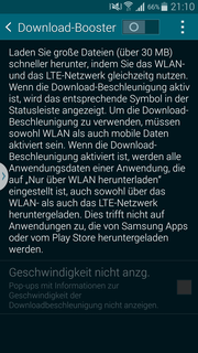 Nouveauté également : le Download Booster, qui permet de télécharger à haute vitesse en utilisant la LTE et le WLAN.