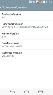 Le LG G3 tourne sous Android 4.4.2.
