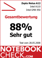 Critique du subnotebook Zepto Notus 12A: Estimation „Très bon“