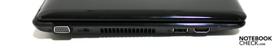 Left: VGA, DC-in, USB, HDMI