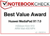 Prix du meilleur rapport qualité/prix - Septembre 2014 : le Huawei MediaPad X1 7.0.