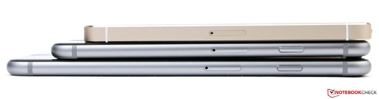 From top: iPhone 5s, iPhone 6 and iPhone 6 Plus