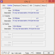 CPUZ CPU cache information
