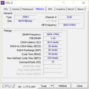 Informations système: CPU-Z carte mémoire.