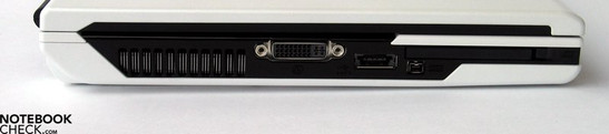 Left Side: DVI-I, eSATA, FireWire, ExpressCard