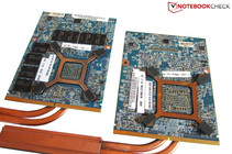 GeForce GTX 680M (gauche) vs. Radeon HD 7970M (droite)