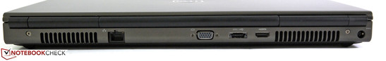 A l'arrière : LAN Ethernet, VGA, eSATA/USB 2.0, HDMI, prise d'alimentation.