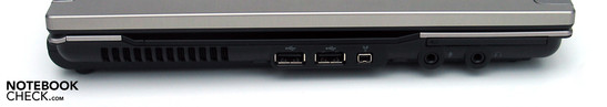 Gauche: 2xUSB, Firewire, écouteurs, microphone, Express Card