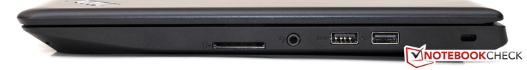 Côté droit : lecteur de carte SD, combo audio jack, UBS A 3.0, USB A 2.0, verrou Kensington.