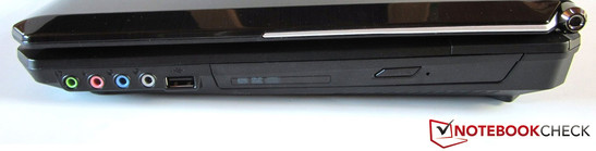 droite: 4x audio, USB 2.0, lecteur de disque