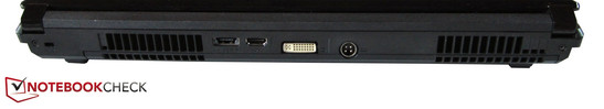 Back: Kensington Lock, eSATA / USB 2.0, HDMI, DVI, DC-in