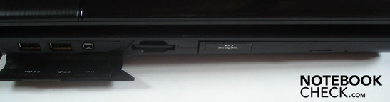 Left: 2x USB 2.0, Firewire, 8-in-1 cardreader, BluRay drive