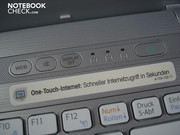 L'Internet peut être démarré, le son couppé et l'écran désactivé avec les touches de raccourci au dessus du clavier