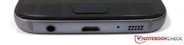 bas : port audio 3.5 mm, micro-USB 2.0, microphone, haut-parleur
