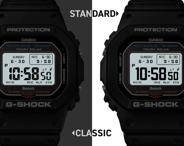 Une image marketing divulguée des deux styles de police de la prochaine Casio G-Shock GW-BX5600. (Source de l'image : Reddit)