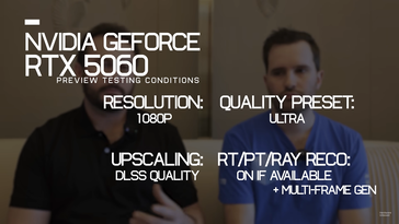 Paramètres graphiques imposés par Nvidia pour les aperçus de la RTX 5060. (Source de l'image : Hardware Unboxed)