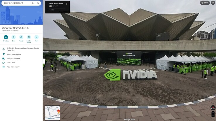 Les coordonnées dans les messages de Nvidia et de Windows indiquent l'emplacement de la keynote de Nvidia sur Google Maps